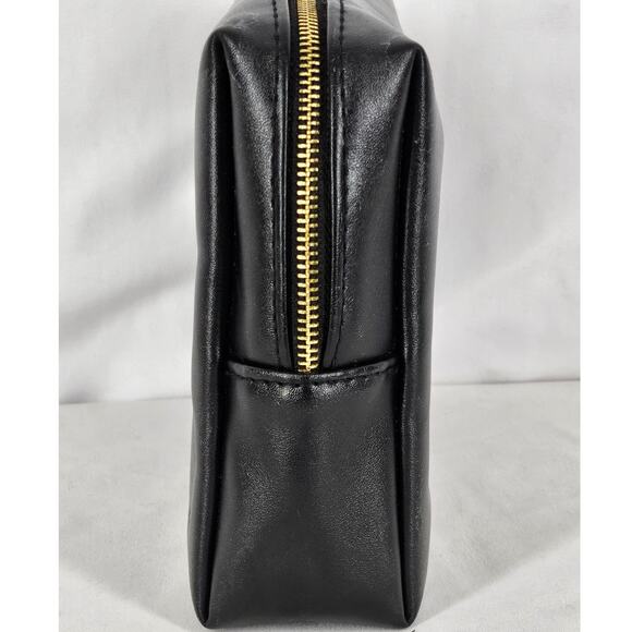 YSL BEAUTY MAKEUP BAG – BLACK LEATHER – GOLD ZIPPER – RARE EMBOSSED LIP DETAIL - Picture 3 of 11